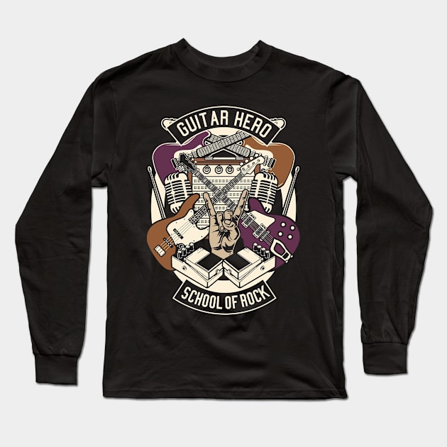 Guitar Music Guitar Hero Long Sleeve T-Shirt by BK55